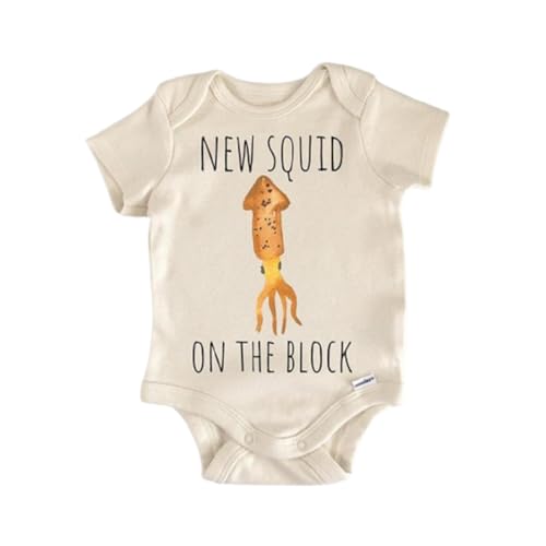 NOFO VIBES Squid Seafood Octopus Baby Bodysuit Funny Infant Outfit Unisex Cotton Clothes Short Sleeve Newborn (Natural 0-3M)