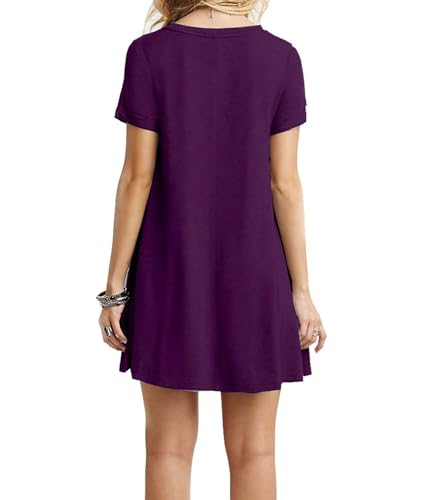 Image of TOPONSKY Women's Casual Plain Simple Loose Flowy Short-Sleeve T-Shirt Dress