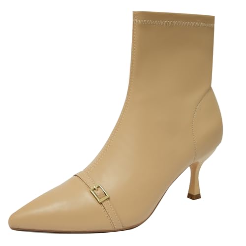 Kitten Heel Ankle Boots for Women Dressy Pointed Toe Chelsea Boots for Fall Low Heel Stretchy Upper Slip On Comfortable Women Booties for Winter