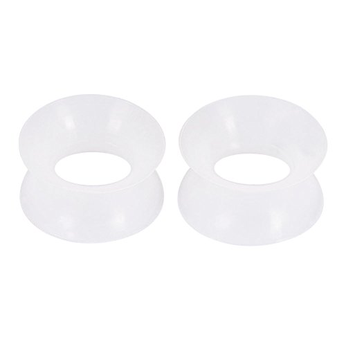 Longbeauty 2 dilatadores de silicona extra suaves para oreja, 16 mm, transparente