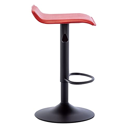 Vogue Furniture Direct Adjustable Bar Stools Set Of 2, Modern Swivel Pu Leather Airlift Barstools, Backless Kitchen Counter Height Bar Chair For Dining Room (Red, Black Base) #TOP6
