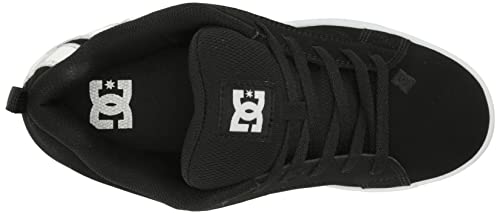 DC Women's Court Graffik Casual Low Top Skate Shoe, Black/White Stencil, 5