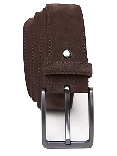 QUAMOD Ceinture homme en daim 4 cm (40 mm) de large | Suédé avec boîte cadeau | production écologique et équitable | MARRON (Large) 95 CM Cover