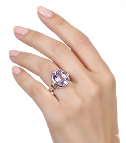 Image of 55Carat Choose Your Color Natural Gemstone Sterling Silver Statement Rings Oval Shape Handmade Sizes 5-12