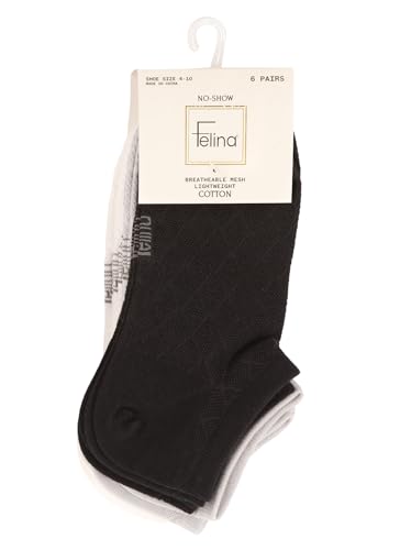 Felina Texture Mesh No-Show Socks 6-Pack