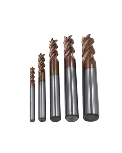 Image of 1 /8 inch 3 /16 inch 1 /4 inch 5 /16 inch 3 /8 inch Carbide End Mills Set, 4 Flute End Mill Bits for Steel (Carbon steels /Alloy Steels /Hardened Steels), TISIN Coated, CNC Router Bits