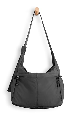 ODODOS 20L Crossbody Tote Bag Large Capacity Lightweight Hobo Shoulder Sling Bags for Gym Shopping Beach Travel, Classic Black