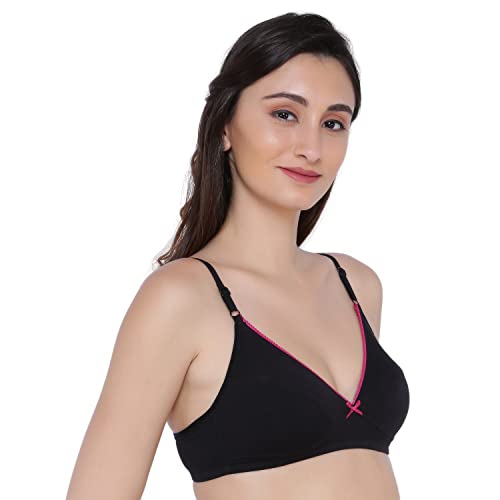 Image of Laavian Women's Wirefree Non Padded Plunge Neck Bra with Elasticated Support Band and Adjustable Shoulder Straps