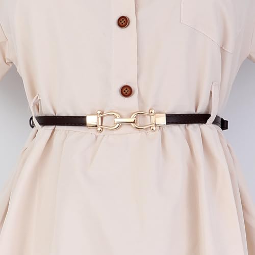 Women Elastic Skinny Belt Gold Buckle Stretch womens Elastic Thin Belt Jeans Dress Retro Waist Belt
