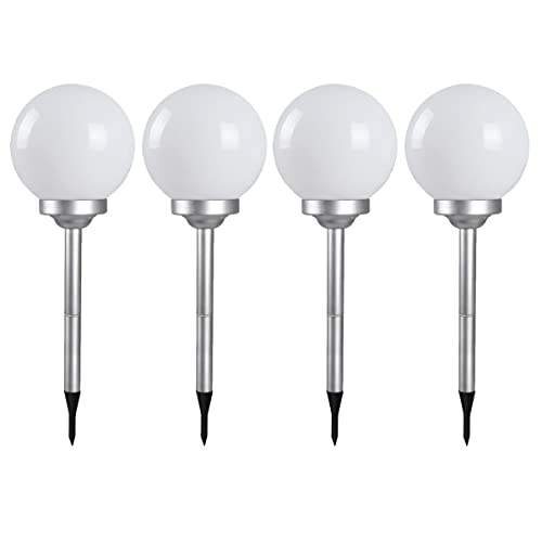 JUANIO Lot de 4 Boule Lumineuse Solaire pour Jardin, Lampe LED de Jardin, borne Solaire, éclairage Solaire d'extérieur - Diamètre 25 x Hauteur 67 cm