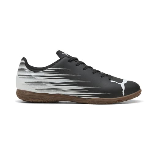 PUMA Men's ATTACANTO Indoor Trainer Soccer Shoe Sneaker, Black White, 8.5