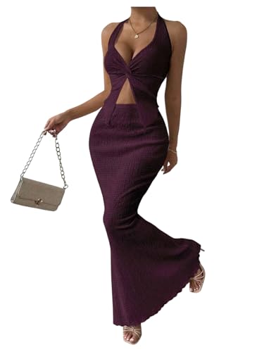 Image of SOLY HUX Women's Two Piece Outfits Twist Front Halter Cami Tops and Skirt Summer Set