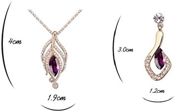 Crystalline Azuria Women 18ct Rose Gold Plated Simulated Amethyst Crystals Set Pendant Necklace 17.7 inches Dangle Earrings - Image 3