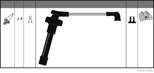 HERTH+BUSS JAKOPARTS J5384036 Set cavi ad alta tensione, candele | Compatibile con: HONDA ACCORD VI, ACCORD VI Coupe, ACCORD VI Hatchback, CIVIC VI Aerodeck, CIVIC VI Coupe, CIVIC VI Fastback