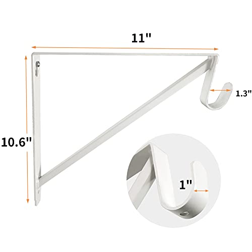 image for Homydom Heavy Duty Closet Shelf and Rod Brackets (White, 3 Pack)