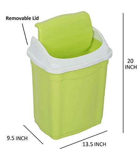 Image of ARISTO Plastic Swing Dustbin,28 Ltr (GREEN&BLUE) PACK OF 2