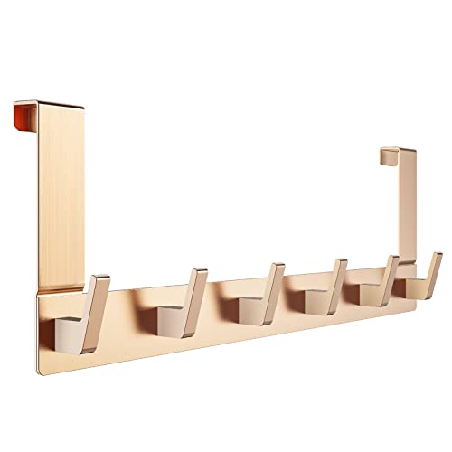 Dohomai Perchero de puerta premium para colgar, gancho para puerta con almohadillas de fieltro, barra dorada para puerta como gancho para ropa, puertas alemanas, gancho único para puerta de habitación