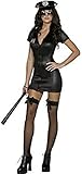 Fever, Damen Korrupte Polizistin Kostüm, Kleid, Gürtel und Mütze, Größe: S, 31901, Schwarz