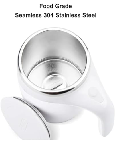 Image of Zentro Travel Coffee Mug Leak Proof -380 ML One Click Lid Stainless Steel Coffee Cup for Car, Office & Daily Commute with Secure Lock & Easy Clean Design (Self Stirring Coffee Mug)