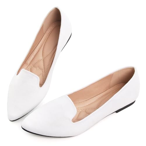 Image of Dear Time Women's Pointed Toe Ballet Flats Simple Casual Office Work Flats Slip-on Comfortable Shoes