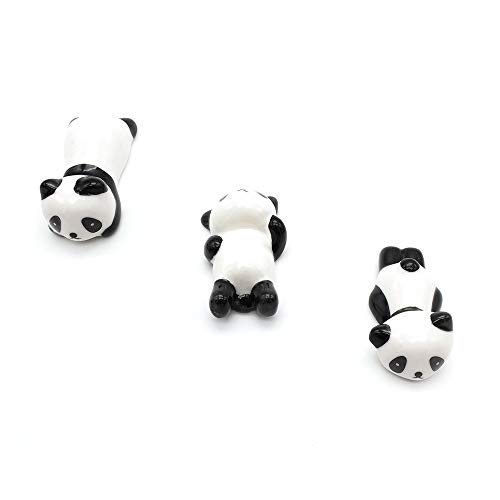 5 Pairs Chopsticks and Chopstick Rest Set, Cute Panda Chopsticks Holder 3 Pcs, Classic Japanese Style Bamboo Natural Reusable Chopsticks, Dishwasher - Safe, Chopsticks Holder Gift Set (Panda)