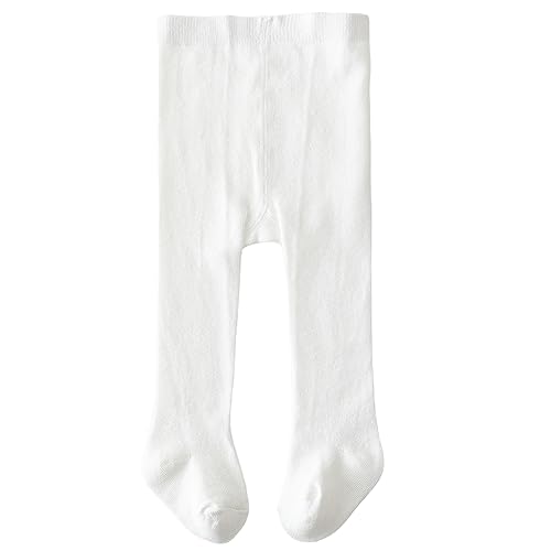 BULINGNA Cute Infant Baby Girl Tights Solid Color Knit Leggings Stockings Warm Pantyhose for Baby 6-24 Months (White, 12-24 Months)