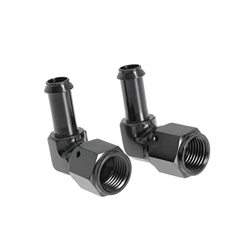 Female An6 To 3/8 Hose Fuel Fittings 90 Degree Swivel Oil Line Pipe Adapter Black 2Pcs #TOP4