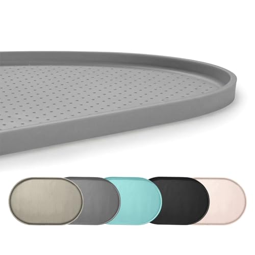 Conlun Tapis Gamelle Chat avec Rebords Surélevés de 1,2 cm pour Contenir Les Déversements, Tapis Gamelle Chien en Silicone sans BPA pour Gamelles d'eau et...