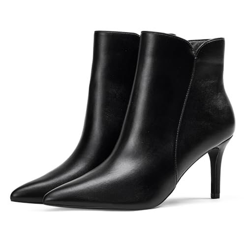 Elisabet Tang Women Chic Heeled Ankle Boots,Sexy Pointed Toe with 3 Inch High Heel Fashion Stylish Booties with Side Zipper Evening Party Dress Shoes4
