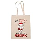Planetee Tote bag Frédéric Pas Touche Père Noël - Sac Shopping - Secret santa Cadeau Noël Humour Insolite Collègue
