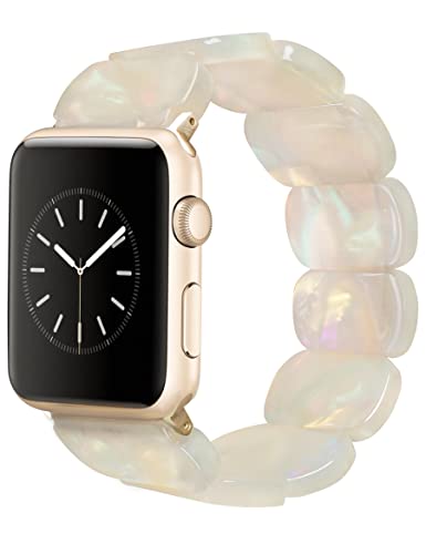 Heesch Compitable With Apple Watch White Band For Women Strectchy Resin Watchstrap For Apple Watch 38,40,41Mm Wristband Bracelet For Iwatch Se 7,6,5,4 #TOP26