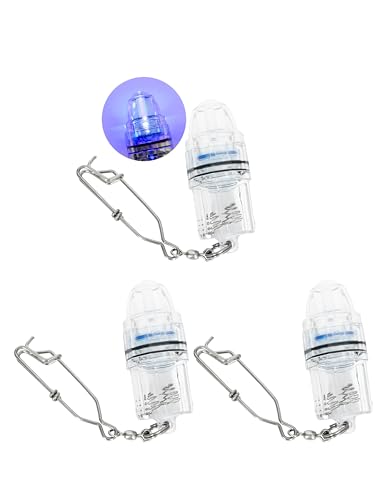 BLUEWING 3pcs Fishing Deep Drop Light with Stainless Steel Long Line Clip 2000 ft Underwater Fish Attracting Lamp for Swordfish, Tuna, Grouper, 4.3