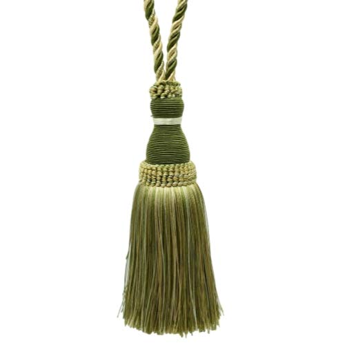 DecoPro Tassel Fringe – Quastenborte In Olivgrün, Gold & Weiß | 7,6 Cm Lang, 1 Yard (91 Cm) | Für Vorhänge, Kissen, Dekoration