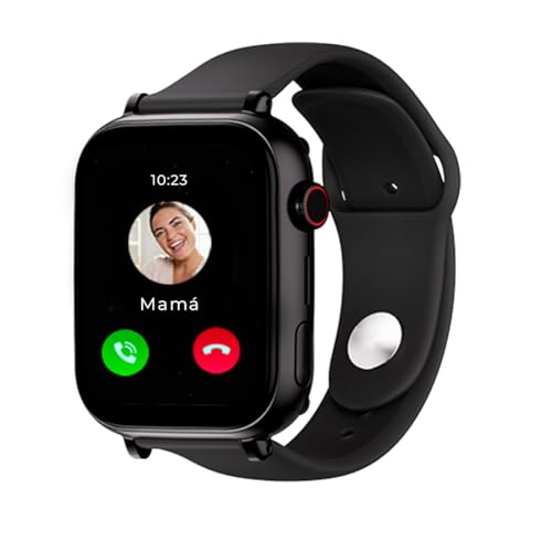 SaveFamily SaveWatch Plus 4G | Reloj Inteligente Niño con Localizador GPS, Llamada, Vídeo, Whatsapp, Música, Bluetooth, App Store | SIM Incluida - Esfera Negra y Correa de Silicona Negra