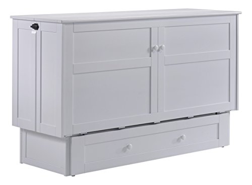 Night & Day Furniture MUR-CLV-QEN-WH and MND-GMF-TRI-QEN Murphy Cabinet Bed with Mattress, Queen, White