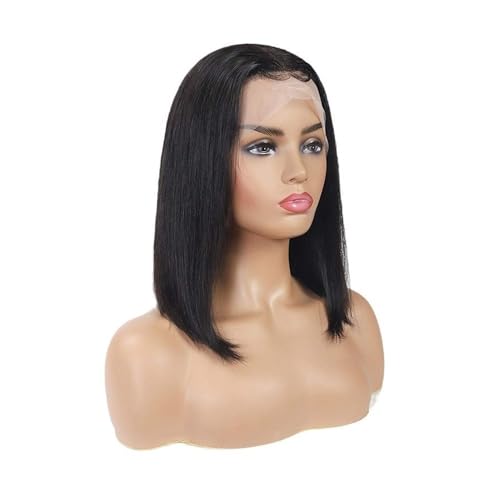 Perruques cheveux humains lisses d'exception avec dentelle frontale T 10 pouces