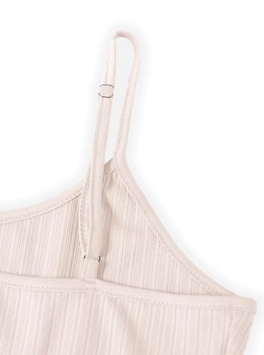 Image of Hilinker Womens Cute 2 Piece Pajama Set Ribbed Cami Top and Shorts Summer Pjs Sleepwear Solid Beige X-Large