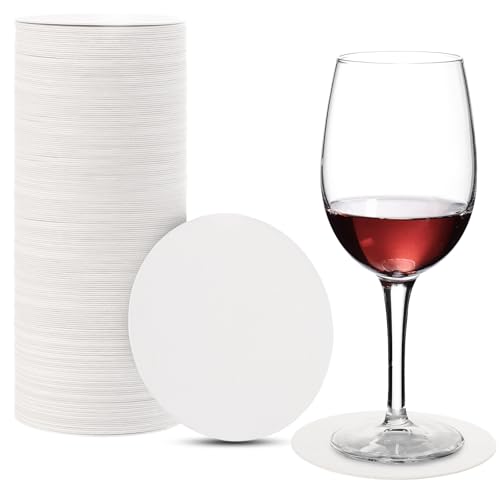 APACALI 200 sottobicchieri da birra bianchi, rotondi, 10 cm, colore naturale, in cartone levigato, per dipingere e fai da te