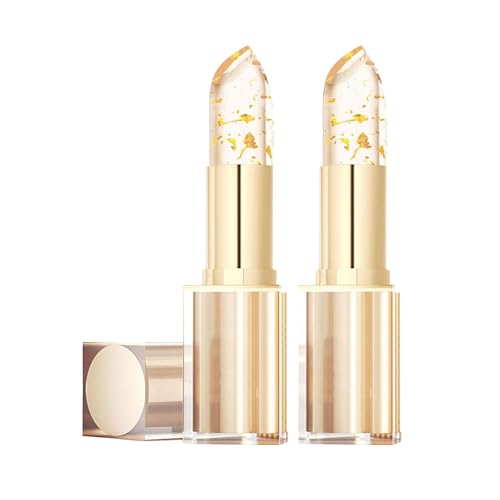 Thermoaktiver Lip Balm,Lippenstift 24 Stunden Halt,Farbwechselnder Lippenstift für Damen,PH-Lippenstift mit Farbwechseleffekt,Blattgold Lipstick Color-Changing,Feuchtigkeitsspendend Lippenstifte,1PCS