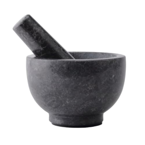 BJfhRH Juego De Mortero Manual Molinillo De Mármol, Machacador Ajo, Mortero Piedra For Cocina, Juego Maja For Triturar Cocina Casera Restaurante(Black)