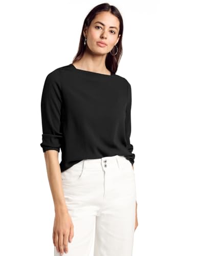 T-shirt texturé noir Street One A321752 idéal pour le bureau en taille 42