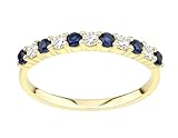 Old English Jewellers 9ct Yellow Gold Blue Sapphire Eternity Band Ring - size J K L M N O P Q R S (K)