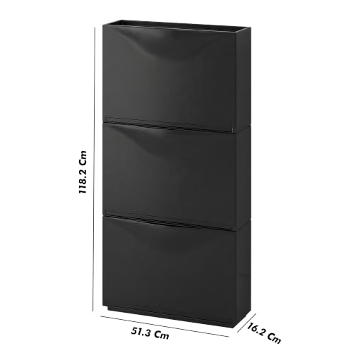 Image of TNT THE NEXT TREND Space Saving Shoe Rack Cabinet | Dustproof Flip Door Shoe Storage Organizer | Modern Minimal Shoe Stand for Entryway, Living Room, Bedroom & Hallway | Black Finish (Pack of 3)