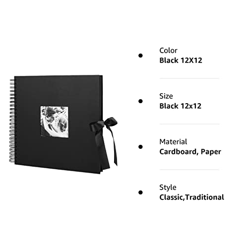 Innocheer 12X12 Inch Scrapbook Photo Album With Photo Opening For Valentines Day Gifts, Wedding Guest Book, Diy Anniversary Travel Memory Scrapbooking, 80 Pages (Black 12 X 12) #TOP7