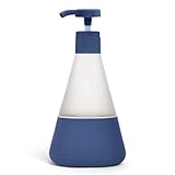 Cleancult Hand Soap Dispenser (12oz, 1 Pack) - Refillable Glass Soap Dispenser with Pump - Shatter Resistant - Non Slip Silicone Sleeve - Midnight Blue