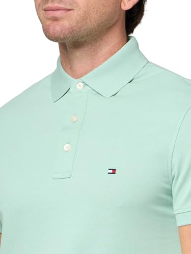 Image of Tommy Hilfiger Men's Short Sleeve Polo Shirts in Slim Fit with Stretch and Organic Pique Cotton