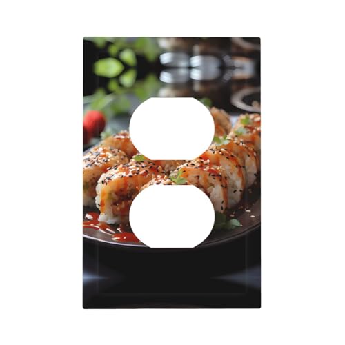 ModernFresh and Tantalizing Sushi - Cubiertas decorativas para interruptores, paneles de pared duraderos para interruptores de luz y enchufe