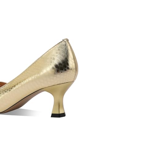 TinaCus Women's Pointed Toe Genuine Leather Handmade Buckled Trendy Mid Heels Pumps Shoes4