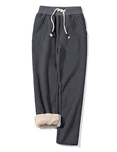 Gihuo Women's Winter Warm Sherpa Lined Sweatpants Fleece Pants (Dark Grey, Small)