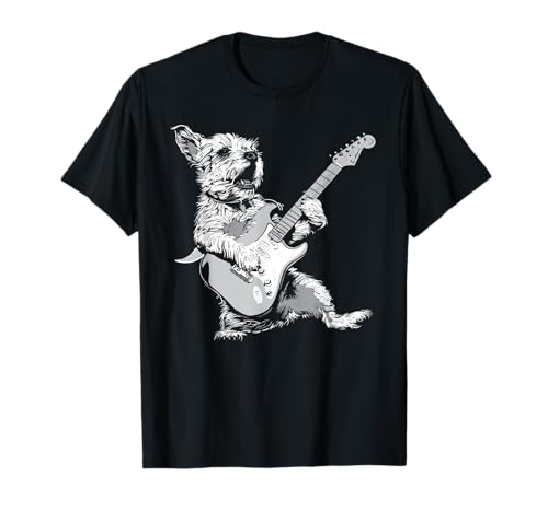Dog Guitarist Guitar - Border Terrier Dad Mom T-Shirt